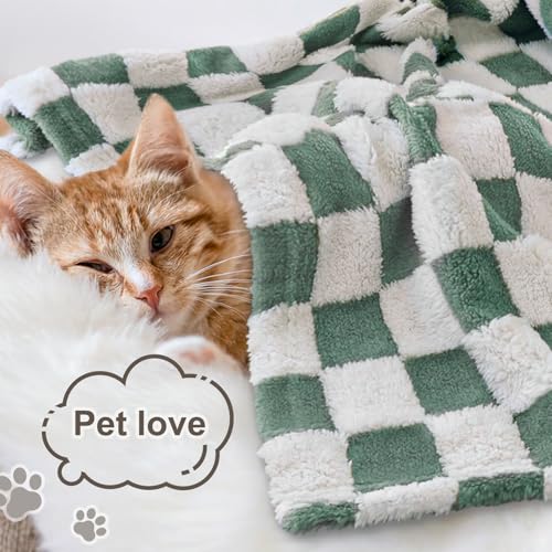 Image of HOMRITAR Checkered Baby Blanket for Boys Sage Green Soft Fluffy Fuzzy Blankets with 3D Chessboard Grid, Warmer Comfort Reversible Lightweight Bed Blanket for Toddlers Infant or Newborn 30 x 40 Inch