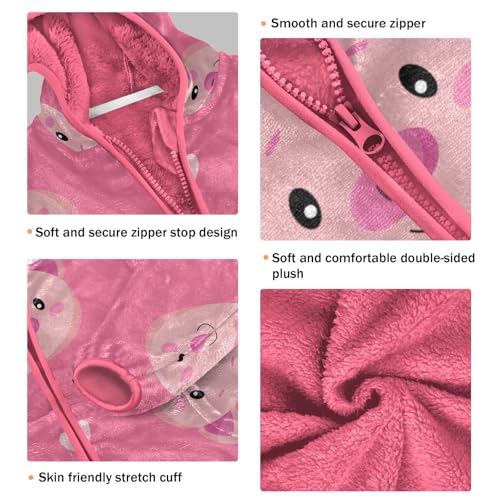 OTVEE Cute Cartoon Pigs Pink Kids Hoodie Jacket Fall Spring Full Zip Warm Outwear Coat3