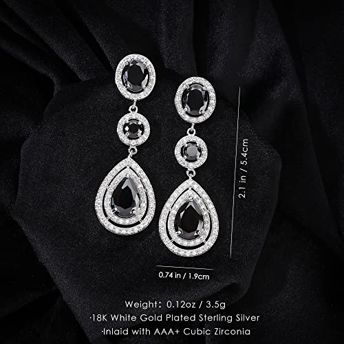 Gelvtic Tassel Earrings For Women Girls Fringe Dangling Earrings Chandelier Rhinestone Crystal Teardrop Dangle Earrings Cubic Zirconia Champagne Heart Earrings For Wedding Bridal Bridesmaids, Long Boho Cz Drop Earrings For Valentine Day (Ea151-Black) #TOP3