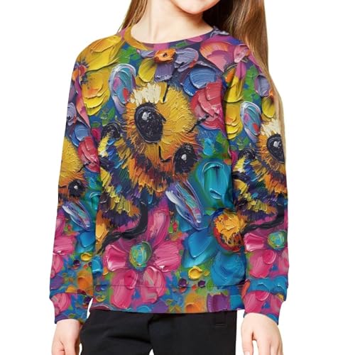 PinUp Angel Boys Girls Cool Animal Graphic Pullover Artistic Oil Painting Patterned Casual Long Sleeve Sweatshirts4