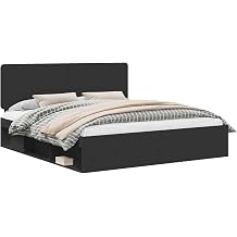 vidaXL Bed Frame with Headboard Black 180 x 200 cm Solid Pine Wood