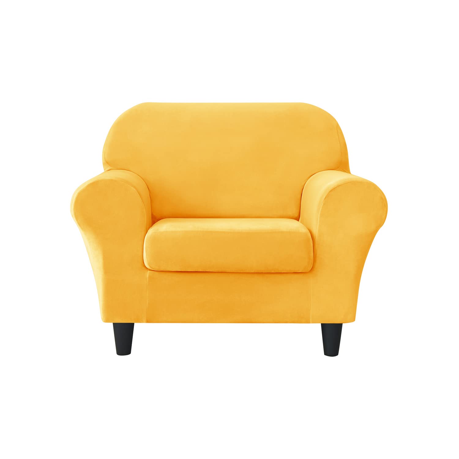 SYLC 2 Pieces Armchair Sofa Cover, Sofa Slipcover 1 Seater with 1 Separate Seat Cushion Cover, Furniture Protector Collection Split Set Stretch Velvet (Gold) โ image 1