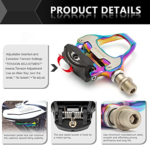 Kootu Spd-Sl Pedals Electroplated Color Pedals Road Bike Pedals,9/16" Universal Bike Pedals And Cleats Compatible With Shimano #TOP2