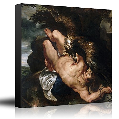 wall26 - Oil Painting of Prometheus Bound by Peter Paul Rubens - Baroque Style - Catholic, Christianity, Eagle - Canvas Art Home Art - 16x16 inches