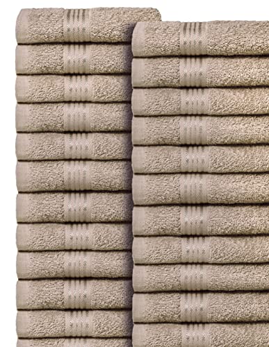 Belizzi Home Ultra Soft Cotton Washcloths, Contains 24 Piece Face Cloths 12x12 inch, Ideal for Everyday use Face Towels, Compact & Lightweight Multi Purpose Washcloths - Tan