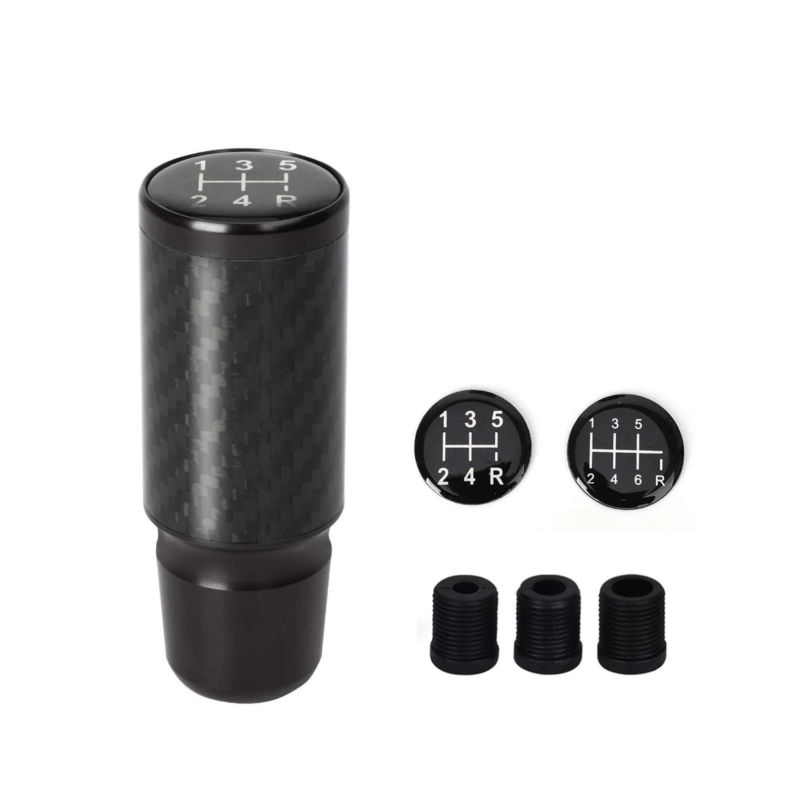 DAJMSUY 5/6 Speed Real Carbon Car Gear Shift Knob Aluminium Universal M8 M10 M12 for Manual Transmission Level Lever Car Gear Shift(Black)