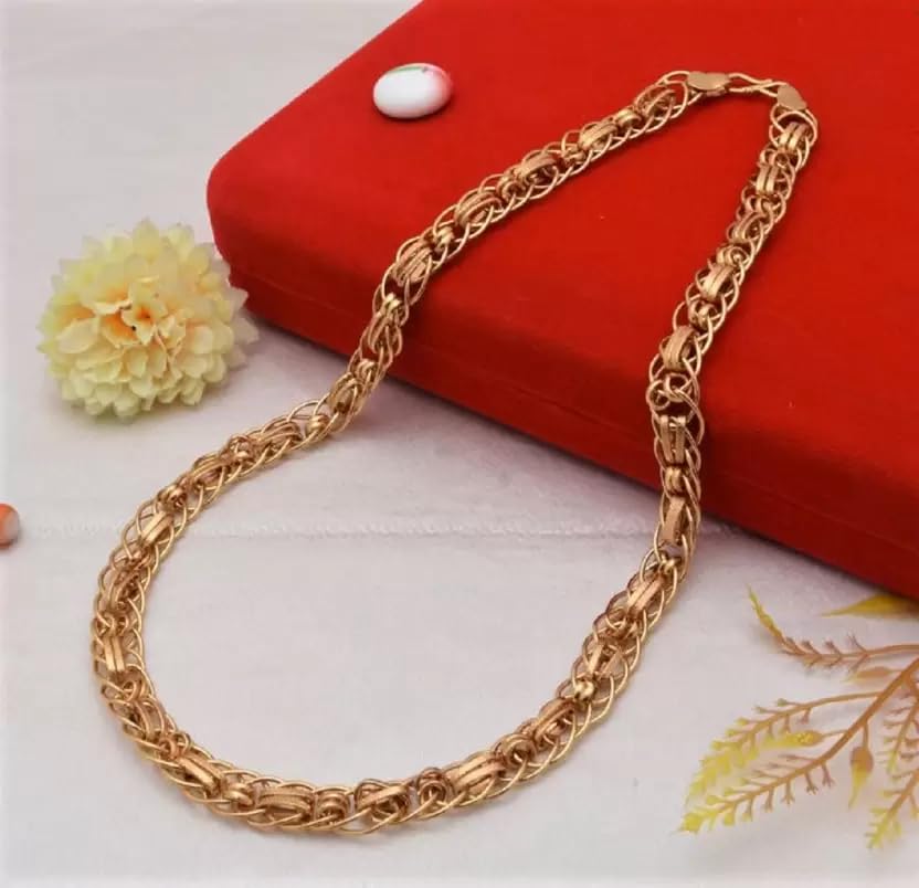 One gram Stylish Golden Neck woman and men Chain “24” Inches Gold-plated Chain_D928-picture-21