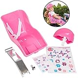The Original Doll Bicycle Seat and Helmet Pack- Bike Attachment Accessory for American Girl and All 18'-22' Dolls and Stuffed Animals- Decorate Yourself Decals Included