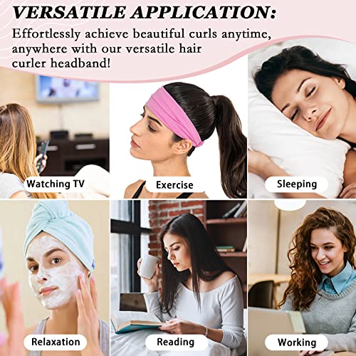 Heatless Curling Rod Headband, No Heat Overnight Hair Curler Headband, 70" Long Velour Lazy Heatless Curls Roller Ties For Women Girls Long Hair, Hair Curlers To Sleep In -Pink #TOP5