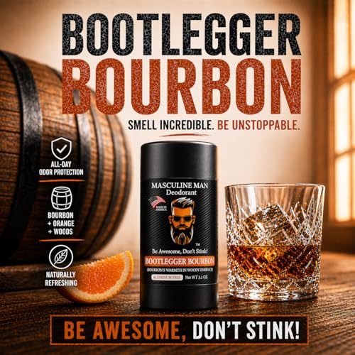 Image of Deodorant for Men - Aluminum Free Mens Deodorant, Natural Deodorants, Sweat Protection for Underarm, Stain-Free Deodorants, Made in USA, 3.2oz (2 Pack, Bootlegger Bourbon)