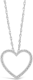 Brilliant Expressions 10K White, Rose, or Yellow Gold 1/8 Cttw Conflict Free Diamond Open Heart Pendant Necklace (I-J Color, I2-I3 Clarity), Adjustable Chain 16-18 inch