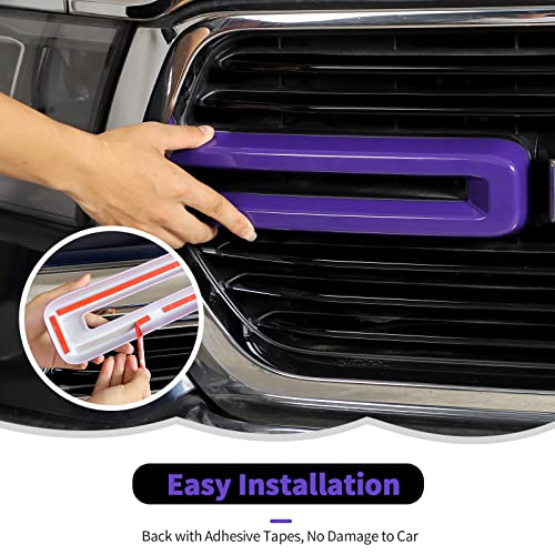 Image of Front Grille Inserts Trim Cover Grill U Bar Cover Frame Decoration Exterior Accessories for Dodge RAM 2018 2019 2020 2021 2022,Purple