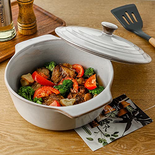 Koov Ceramic Casserole Dish With Lid Oven Safe, 2 Quart Casserole Dish, Covered Round Casserole Dish Set, 9 Inch Baking Dish With Lid For Dinner, Deep Casserole Cookware Set, Reactive Glaze #TOP3