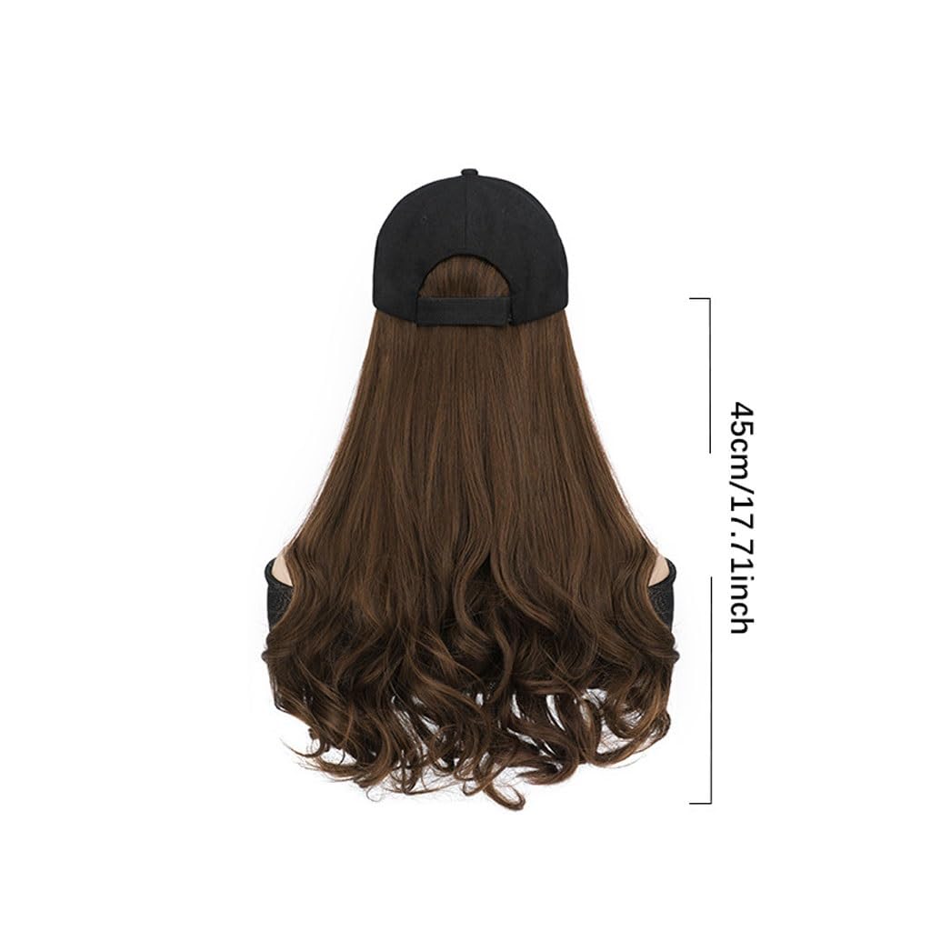 JUNXIAN Wig Cap Hat Wig Fashion Breathable Peaked Cap Long Curly Wig Women's Synthetic Wig Women's Fashion Wig Hat Wig Hat(B)