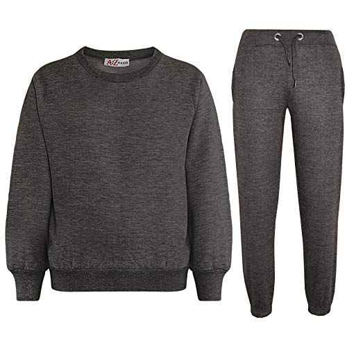 A2Z 4 Kids Tuta Sportiva Bambini Felpa con Pantaloni Jogger Set Tuta Sportiva -T.S Plain Jumper 108 Charcoal 13