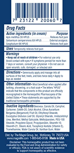 Image of MagniLife Pain Relieving Foot Cream, 4 oz Tube, Soothing Relief for Soreness, Pain, Burning, Tingling, Itching or Sensitivity in Feet & Legs, Moisturizing & Hydrating Foot Cream, No Petroleum