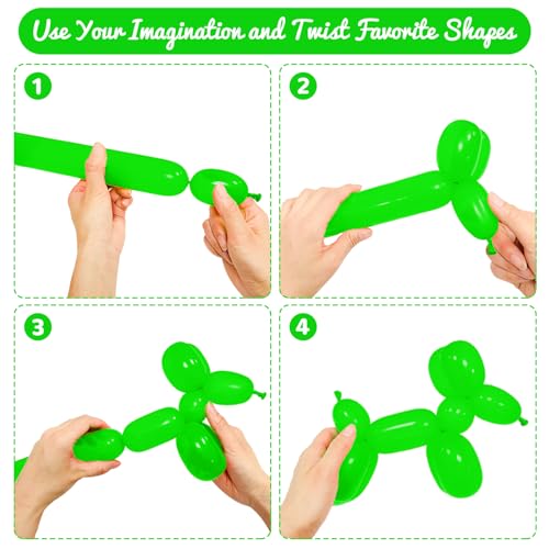Image of 100Pcs Green 260 Balloons, Long Balloon for Tying Balloon Arch, Long Skinny Balloons for Twisting Ballons Animal balloons Birthday Party Wedding Festival Decorations
