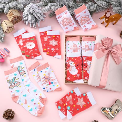 Image of Jadive 16 Pairs Pink Nutcracker Socks Ballet Dance Nutcracker Sock Women Novelty Socks Winter Fuzzy Sock for Dance Lover Gift