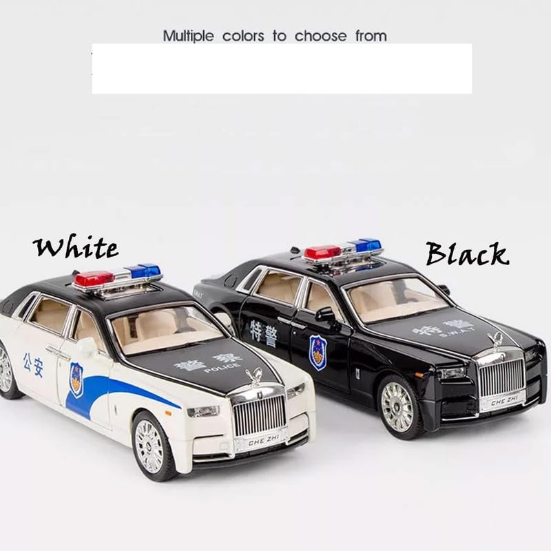 Image of Play Boy 1:24 Rolls Royce Phantom Police Model Diecast Metal Alloy Pullback Toy Vehicle with Openable Doors Light and Music Car for Kids (Multicolor)
