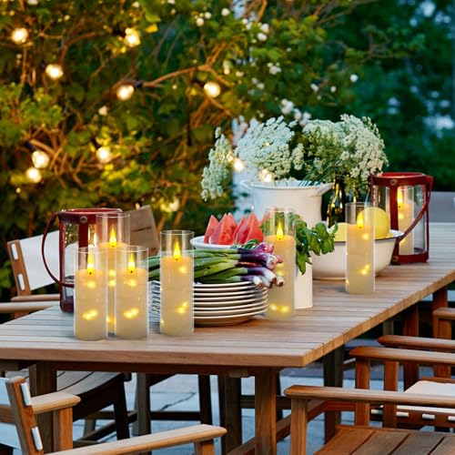 Image of 24 Pack Flameless Candles with Embedded Star String Fairy Lights, Battery Operated Candles, LED Candle, Fake Candles with Remote Control and Timer, White,(D2.2 x H 5 inch 6 inch 7 inch)