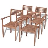 Anchura del asiento: 39 cm vidaXL Madera Maciza de Teca 4x Sillas Apilables de Jardín Asientos de Patio