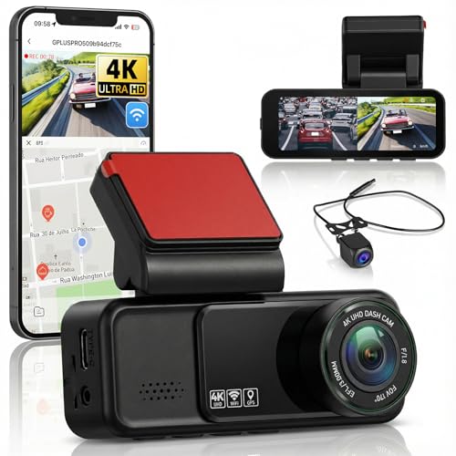 SIXTOP Dashcam 4K Vorne & 2K Hinten Dashcam Auto mit Nachtsicht, BSD/ADAS/LCA, 3,16 Zoll Bildschirm mit 24H Parküberwachung, G-Sensor, Loop-Aufnahme, GPS Navigation