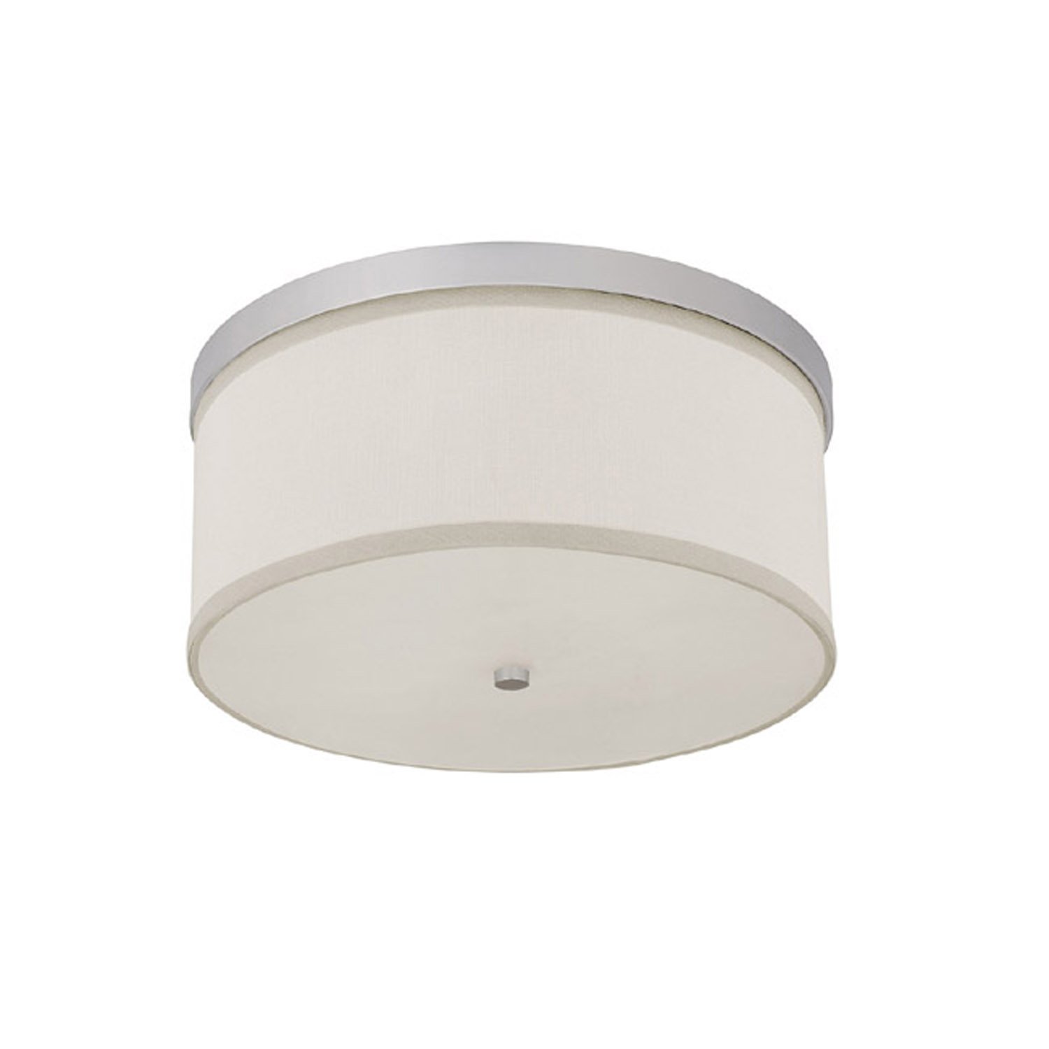2015MN-480 Midtown White Fabric Drum Flush Mount, 3-Light 120 Total Watts, 7" H x 16" W, Matte Nickel