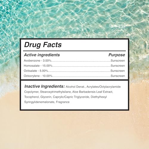 Surface Sunscreen Spray SPF 50 for Body, Lightweight Natural Formula, Reef Friendly, Broad Spectrum UVA UVB Protection, Water Resistant Sun Care for 80 Minutes Outdoor Use, Tropical Scent, 6oz