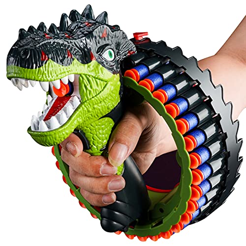 Dinosaur Toy Gun, Bracelet 34 Burst Dinosaur Roar Electric Blasting Toy Gun, Realistic Texture Game for Kids Gun, Soft Bullet Gun with 40 Rounds of EVA Soft Bullets, Electric Automatic Toy Gun