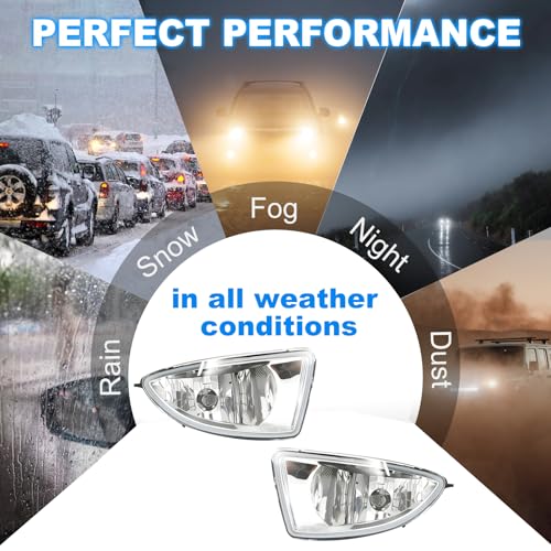 Driving Fog Lights Compatible with 2004-2005 Honda Civic 2/4DR 1 Pair Bumper Fog Lamps with Halogen Bulb, Switch and Harness (Clear Lens) - Image 4