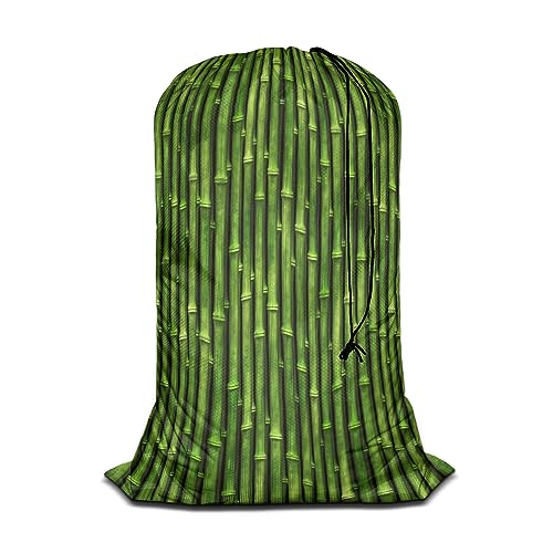 Swono Bamboo Fence Large Travel Laundry Bag Washable Wet Dry Bag Large Dirty Clothes Bag 3D Green Bamboo Grove Jungle Tree Bathing Suit Workout Bag for Gym Clothes Laundry Wet Clothes Swimming