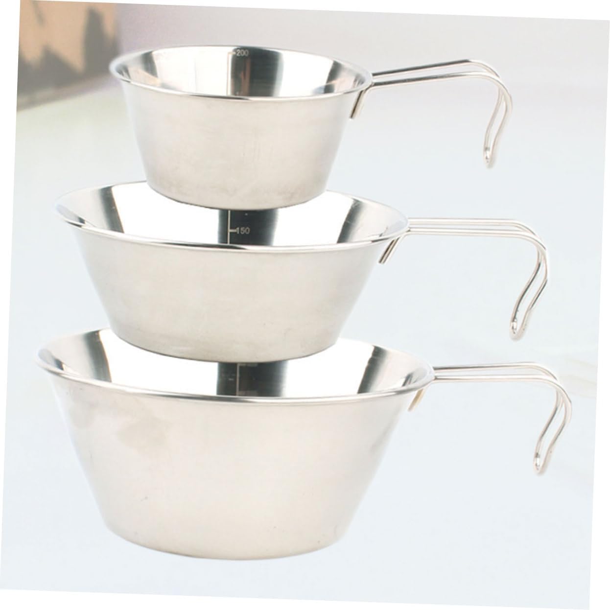 Mikikit 3pcs Outdoor Cooking Bowl Stainless Steel Camping Bowls Collapsible Serving Bbq Dinner for Hiking Picnics