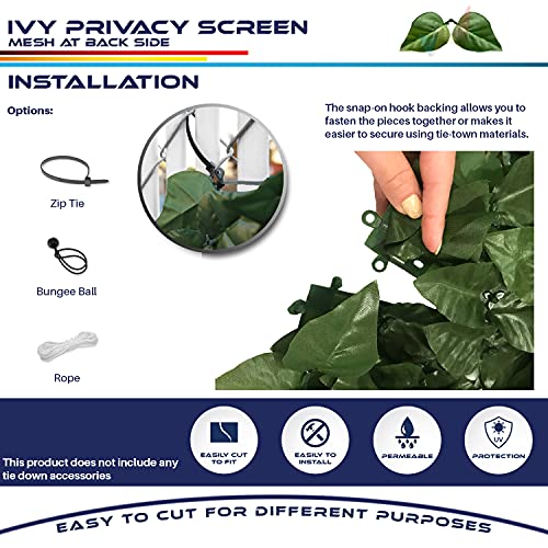 Windscreen4less 58"x117" Faux Leaf Privacy Fence Screen Artificial Laurel Leaves Fence Cover Wall Decoration for Patio Porch Deck Balcony Yard Indoor Outdoor