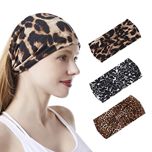 Evild Yoga Headbands Stretchy Vintage Head Wraps Elastic Hair Accessories Criss Cross Hair Bands for Women and Girls(Pack of 3) (A)
