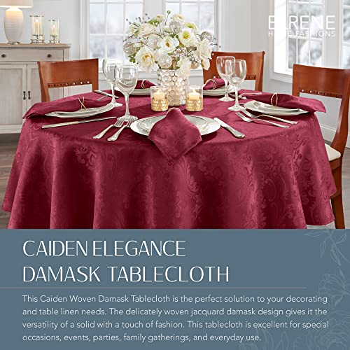 Elrene Home Fashions Damask Tablecloth, Polyester, Cranberry, 70 Inches Round - Image 2