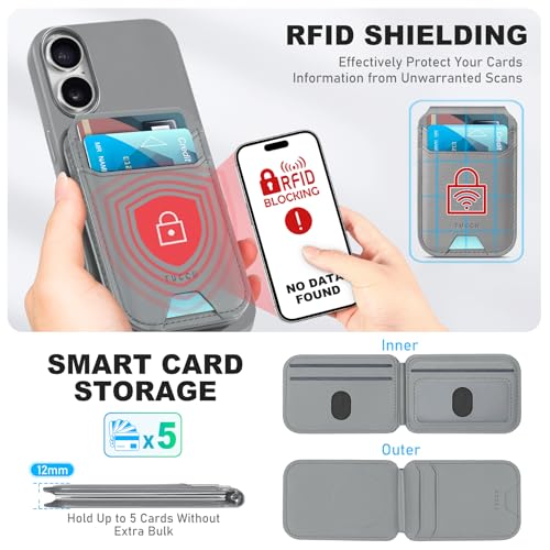 Coque iPhone 16 TUCCH en cuir synthétique gris fer premium et finitions soignées