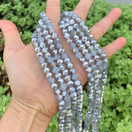 Image of 350pcs Czech Faceted Rondelle Crystal Glass Beads 8mm Bulk Silver Shade