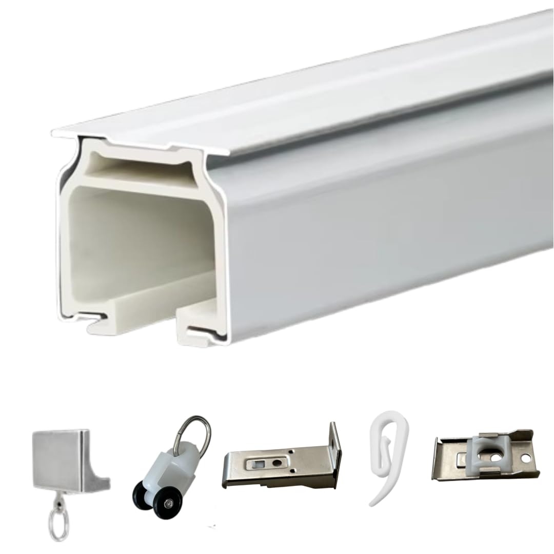 5 FT Mini Curtain Track System – Premium Aluminum Straight Rail, Smooth Glide Rollers, Mounting Brackets & End Caps Included For All Window And Doors-image-49