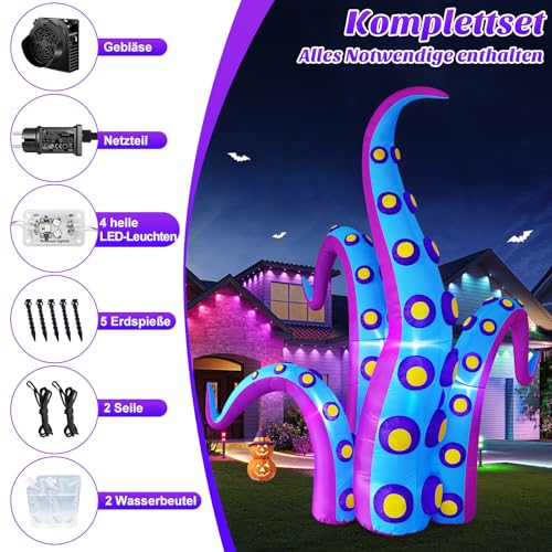 Danxilu 2,4m XXL Halloween Aufblasbar Oktopustentakel Outdoor Deko – Ansicht 6