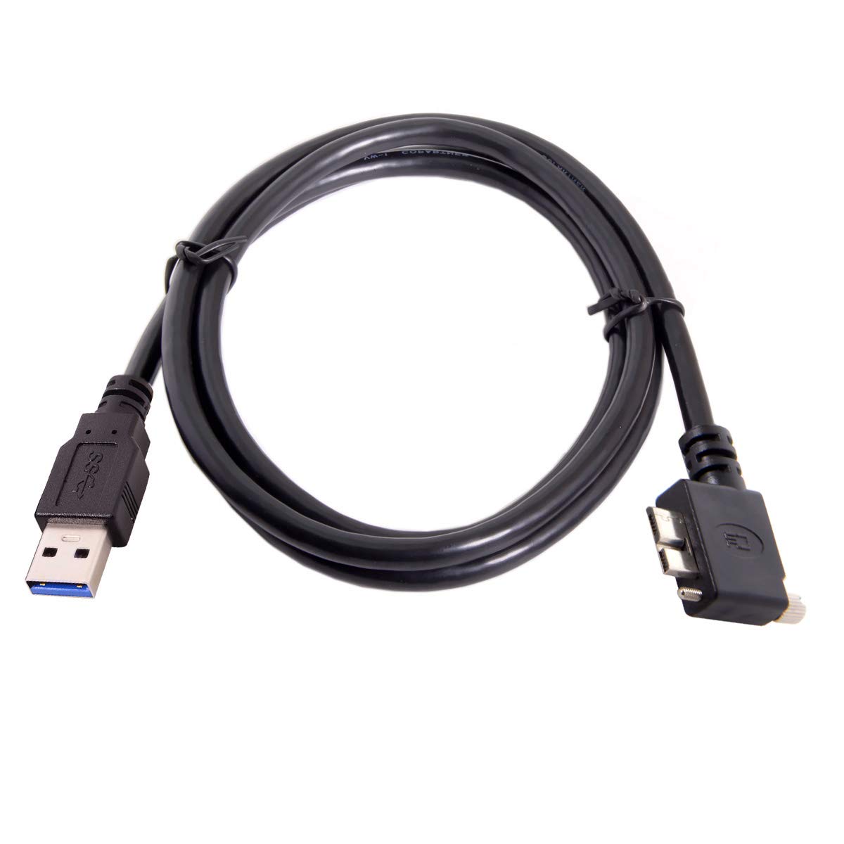 Cablecc - Cavo dati USB con doppia vite, angolo retto da 90 gradi, attacco micro USB a USB 3.0, per fotocamere industriali, 3 m