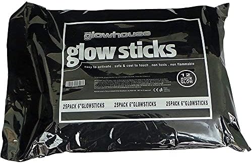 The Glowhouse Premium Ultra Bright 6 inch Glow Sticks Mega Party Pack of 25 (Mixed) - Individually Wrapped with Lanyards UK Brand