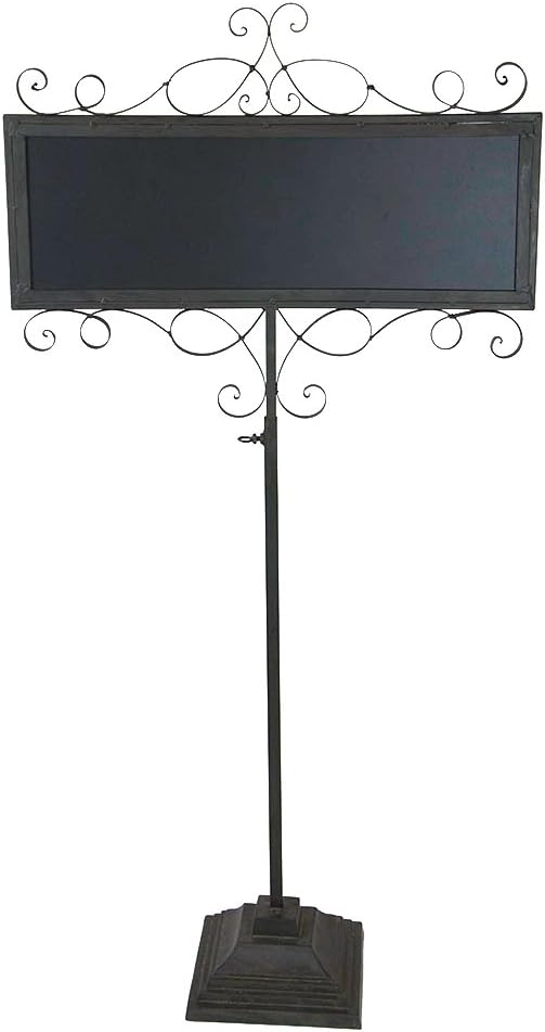 Two Sided Metal Chalkboard Sign, Free Standing Post, Adjustable Height, 3 – 5 feet, Wedding Venue Decor, Restaurant, Bistro & Cafe, (Black)