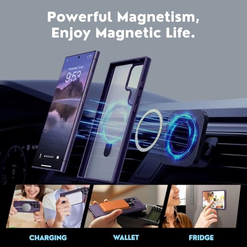 Image of AIBEX Back Cover OStand for Samsung S26 Plus 5G MagSafe Compatible | Ring Kickstand with Magnetic Alloy Ring Metal | Wireless Charging Support | Scratch Resistant Slim | Armor Protection Case - Purple