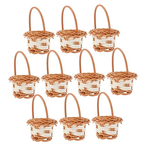 OUNONA 1set Hand Made Rattan Woven Mini Baskets for Home Decor for Candy Cookies Snacks Elegant and Unique Design for Parties and Daily Use 10pcs
