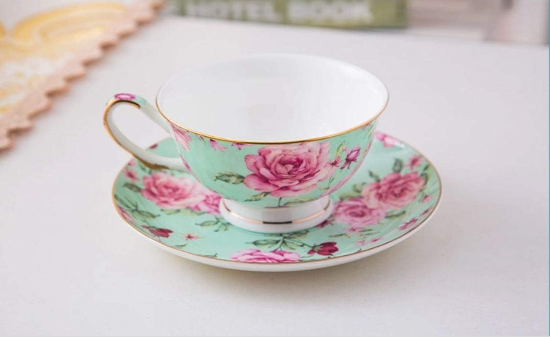 BTaT- Floral Tea Cups and Saucers Set of 4 (7 oz), Porcelain Tea Cup Sets, Assorted Colors with Gold Trim & Gift Box, Dishwasher & Freezer Safe - Image 9