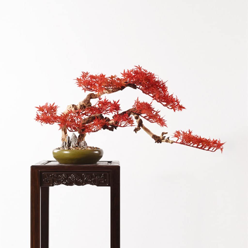 人工植物 盆栽風 緑 赤