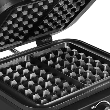 Princess Belgische Waffel Eisen Deluxe – 1500 Watt, 10-stufiges Thermostt, Antihaftbeschichtet, 26 x22 cm, für 2 Waffeln, Matt Schwarz, 132398 – Bild 7