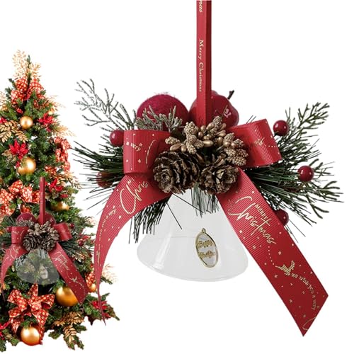 Campane di Natale per decorazione, campana di Natale per l'albero di Natale, decorazioni natalizie Jingle Bells – con nastro rosso, decorazione per la casa, decorazioni natalizie