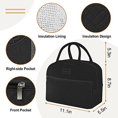 Nisuam Lunch Bag Women Large Lunch Box For Men Reusable Insulated Lunch Tote Bag Two-Tone, Leakproof Portable Lunch Box Cooler Bag For Work Picnic Office Travel - Black And Brown #TOP3