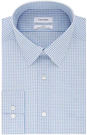 Calvin Klein Men’s Dress Shirt Non Iron Stretch Slim Fit Check